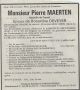 Faire part de décès de Pierre Louis Léon MAERTEN