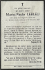 Carte du Souvenir de Marie Paule Jeanne Cornelie LEBLEU 