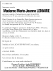 Faire-part de décès de LEMAIRE Marie Jeanne